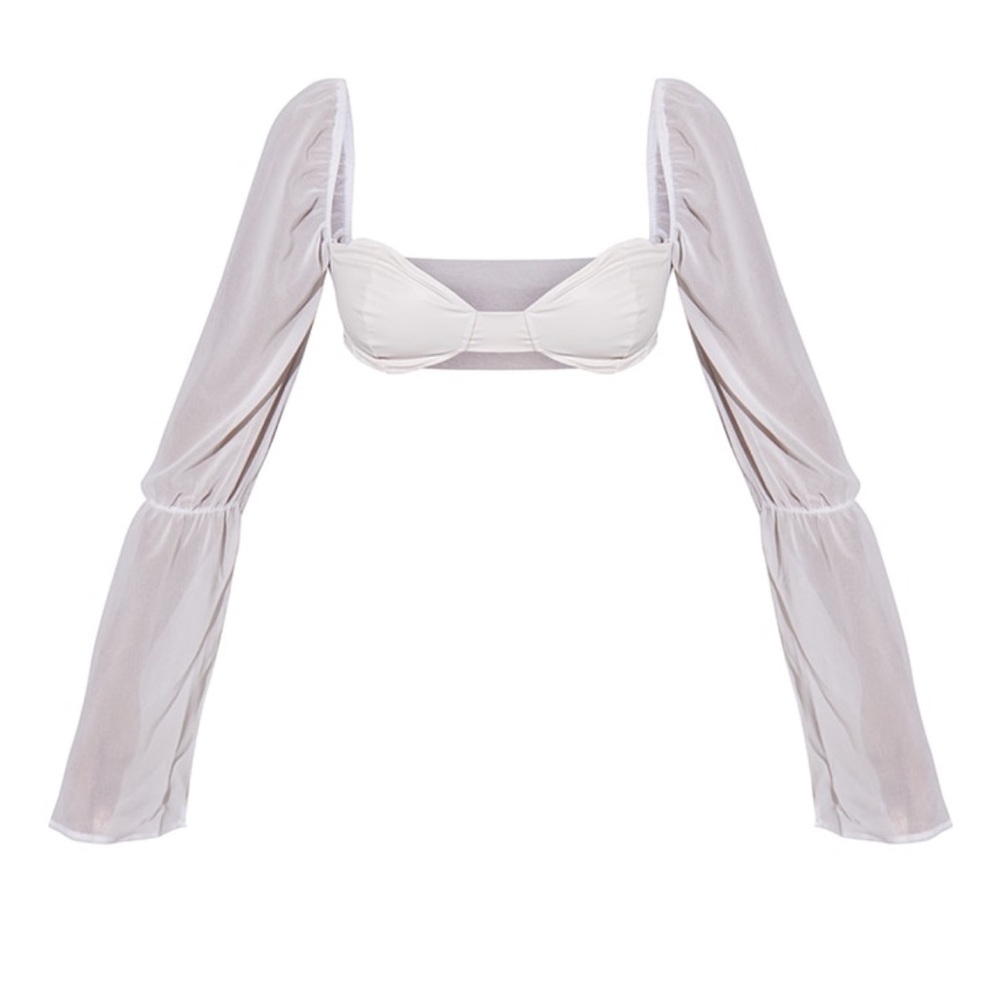 Plt faux leather mesh crop NWT